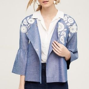 ANTHROPOLOGIE Embroidered Floral Camille Jacket